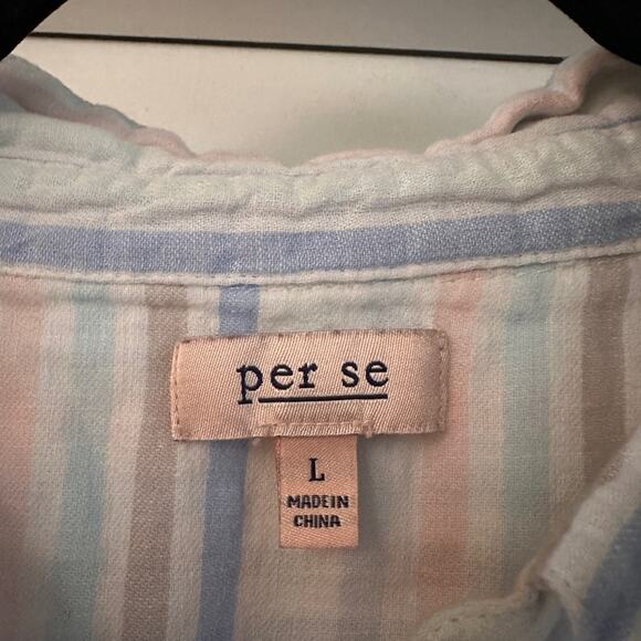 Per Se Pastel Striped Shirt size large - Picture 3 of 4